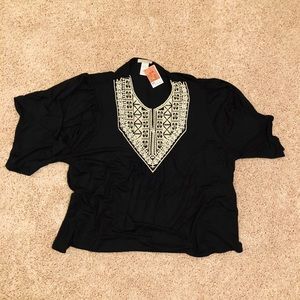 3/4 Black Bell Sleeve Top